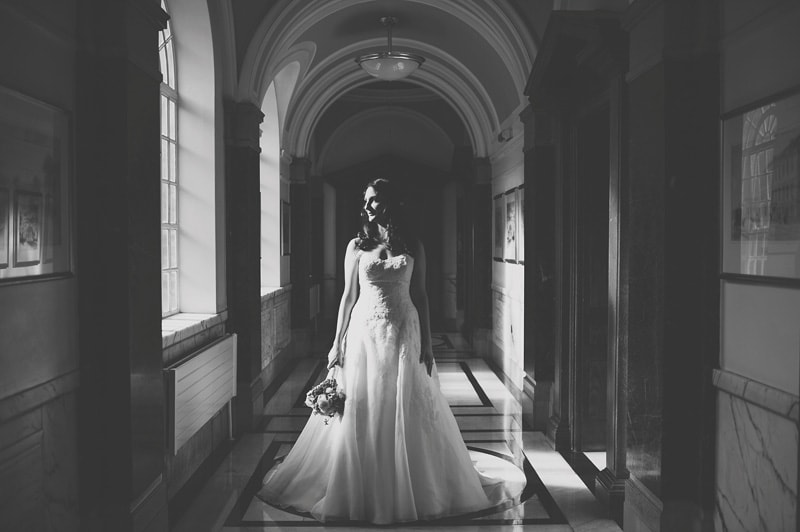 Bride in window light at Islington Town Hall